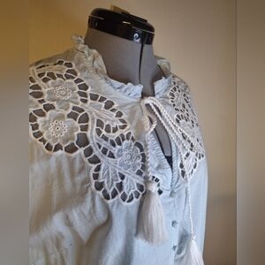 VENUS Light Blue Embroidered Blouse W/ Tie Size 18